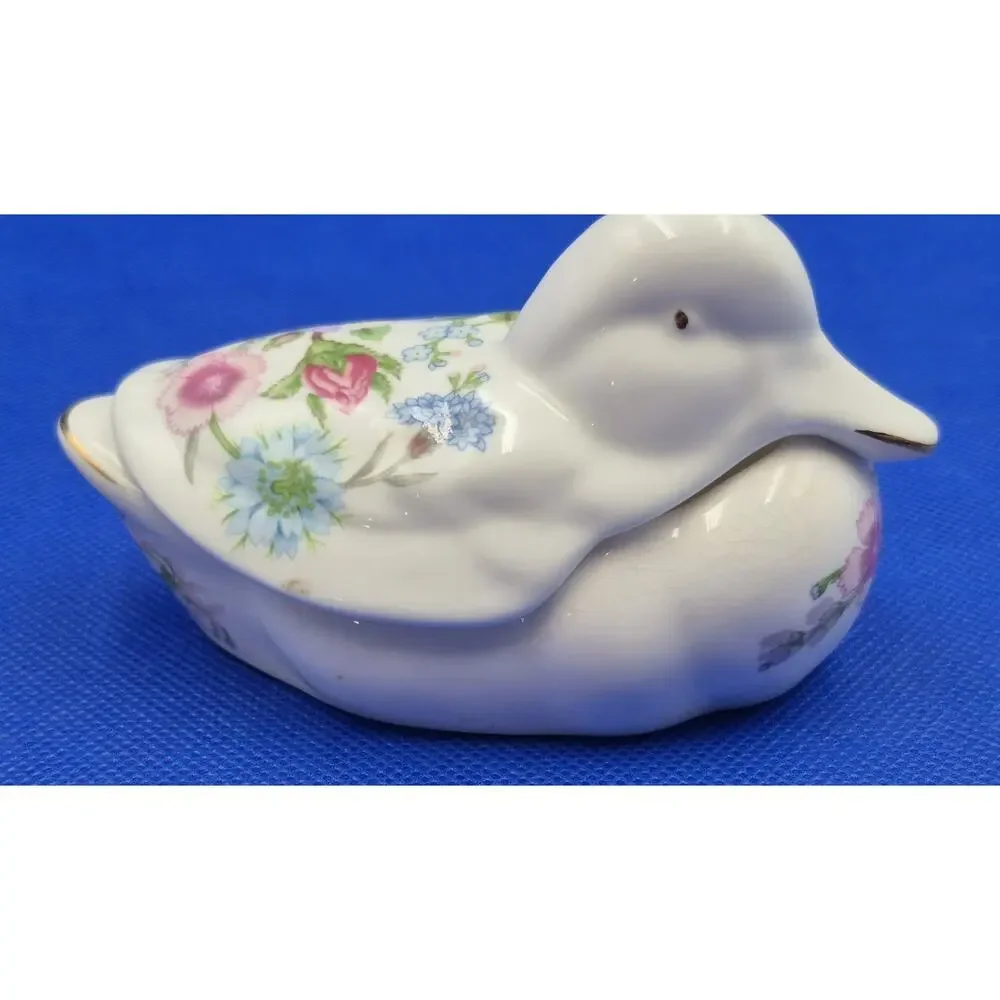 Vintage Aynsley Wild Tudor Duck Trinket Box England Fine Bone China 4.5x2.5